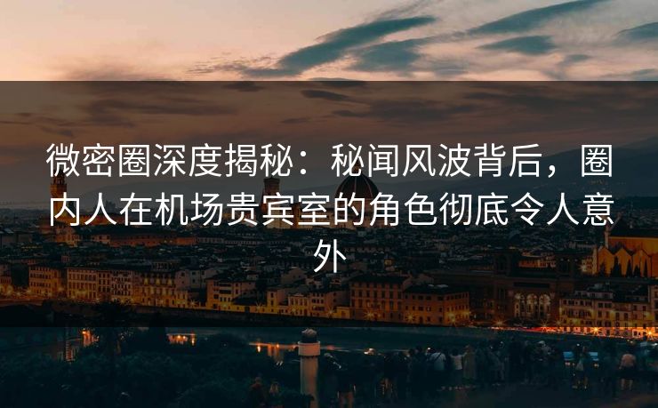 微密圈深度揭秘：秘闻风波背后，圈内人在机场贵宾室的角色彻底令人意外