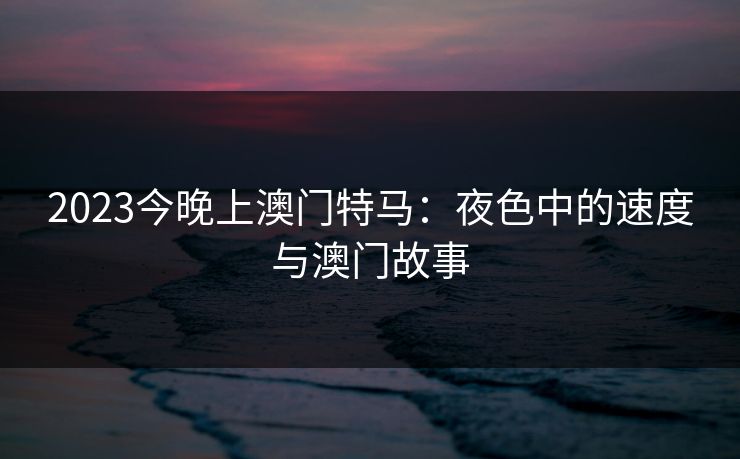 2023今晚上澳门特马：夜色中的速度与澳门故事