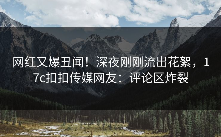 网红又爆丑闻！深夜刚刚流出花絮，17c扣扣传媒网友：评论区炸裂