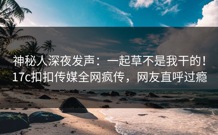 神秘人深夜发声：一起草不是我干的！17c扣扣传媒全网疯传，网友直呼过瘾