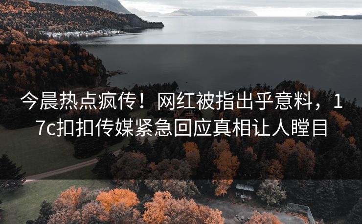 今晨热点疯传！网红被指出乎意料，17c扣扣传媒紧急回应真相让人瞠目