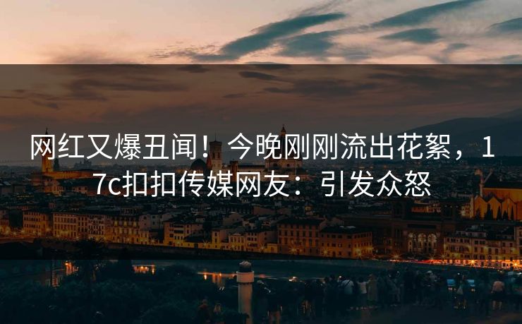 网红又爆丑闻！今晚刚刚流出花絮，17c扣扣传媒网友：引发众怒