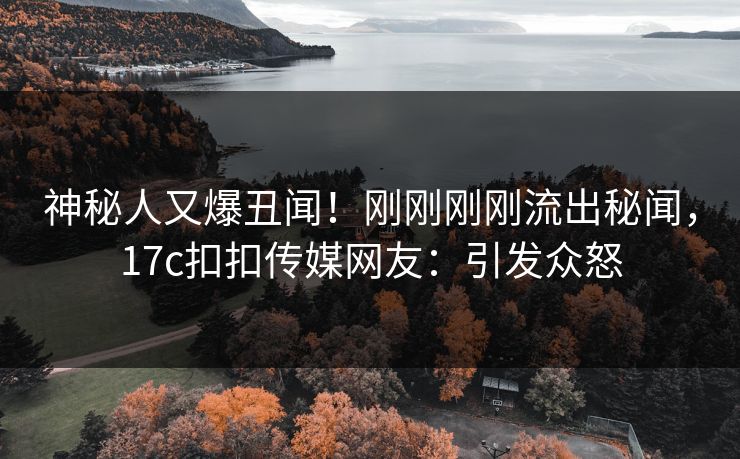 神秘人又爆丑闻！刚刚刚刚流出秘闻，17c扣扣传媒网友：引发众怒