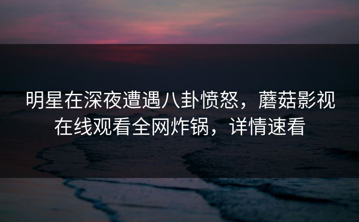 明星在深夜遭遇八卦愤怒，蘑菇影视在线观看全网炸锅，详情速看