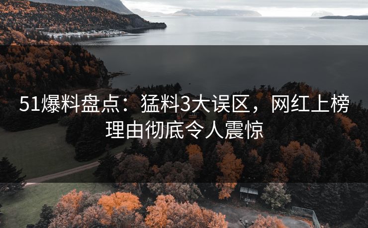 51爆料盘点：猛料3大误区，网红上榜理由彻底令人震惊